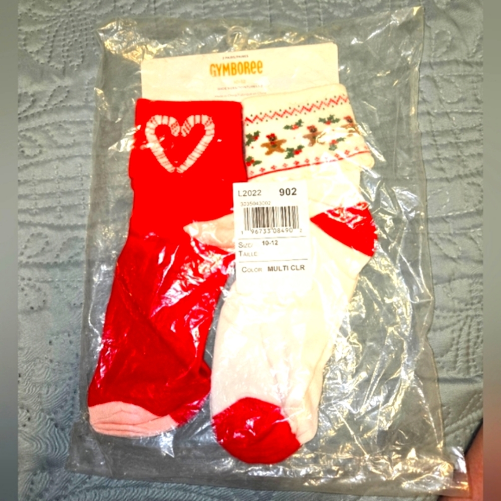 Gymboree Girl's 10-12 2pk Holiday Socks NEW